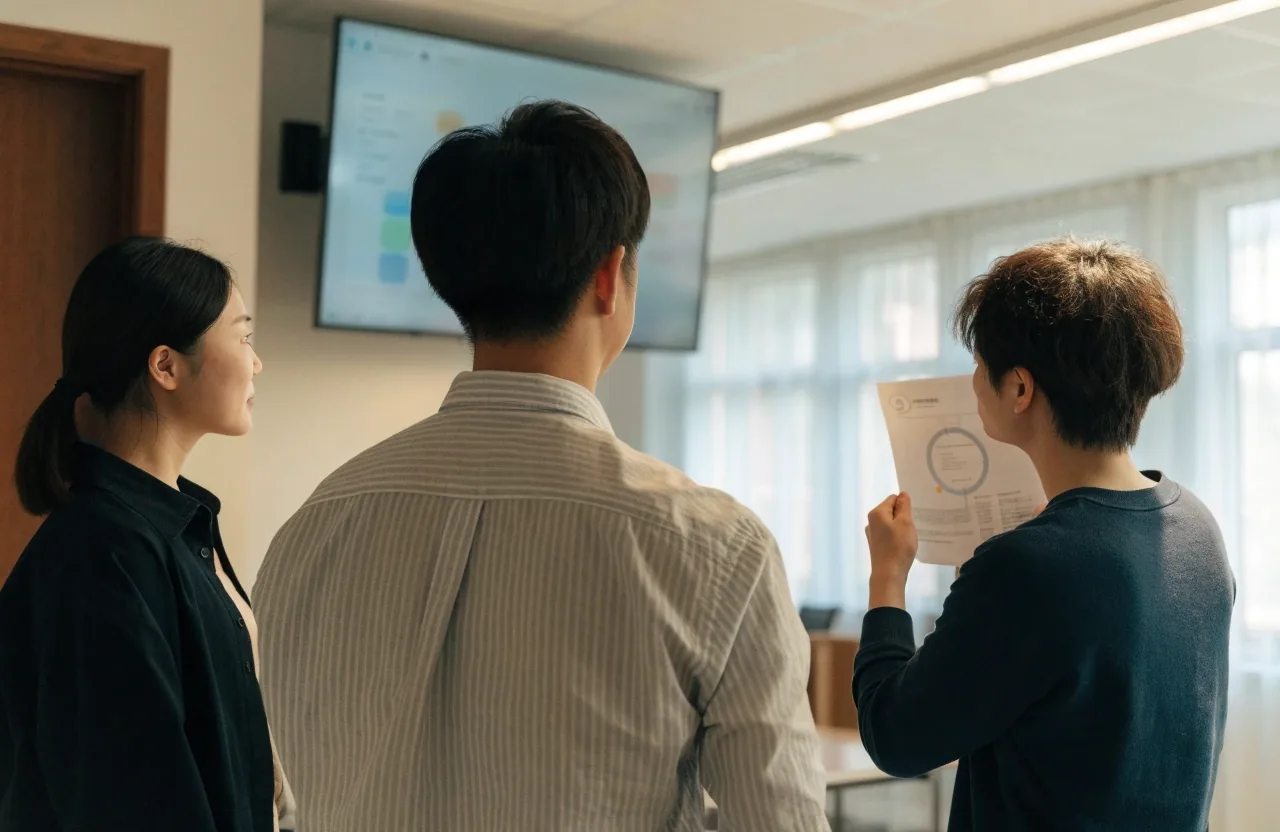 평가 기준을 두고 두 소프트웨어를 나란히 검토하는 리뷰 팀