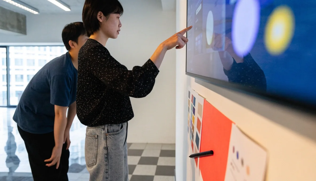디자인 협업 도구를 함께 검토하는 팀